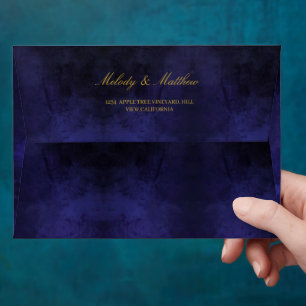 Blue Faux Texture Velvet 5*7 Wedding Envelope