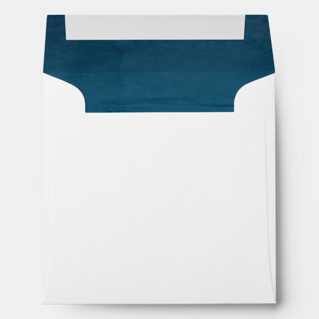 Blue Faux Velvet Textured Look Lining Square Envelope (Back (Bottom))