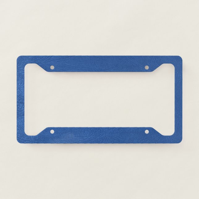 Blue faux vintage leather texture license plate frame (Front)