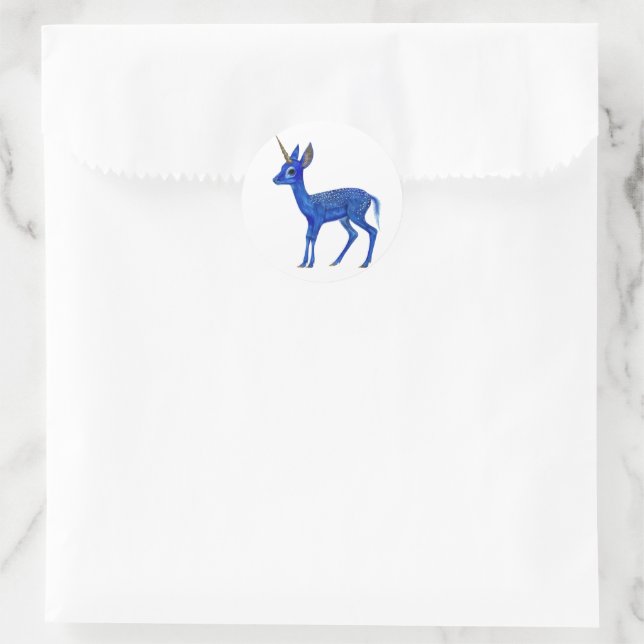 Blue Fawnicorn Classic Round Sticker (Bag)