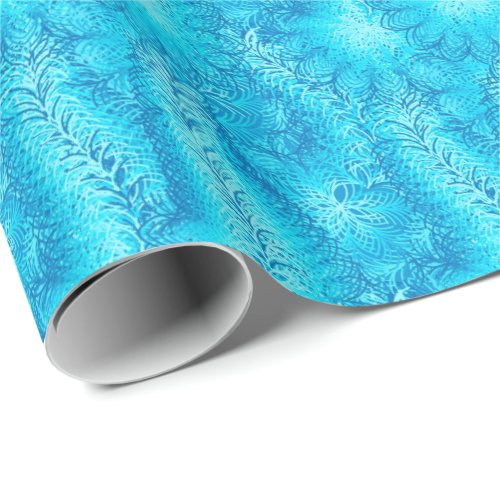 Blue feather boa wrapping paper