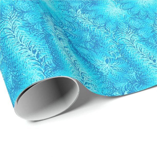 Blue feather boa wrapping paper (Roll Corner)