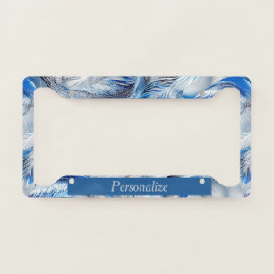 Blue Feather Elegant Design Personalized License Plate Frame