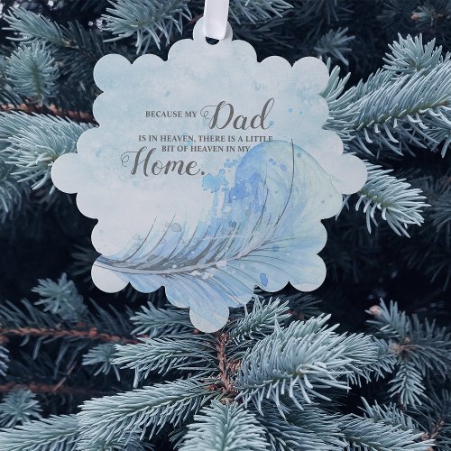 Blue Feather  heavenly Christmas Tree Ornament Card