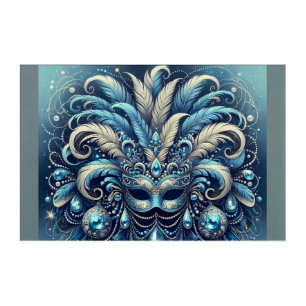 Blue Feather Masquerade Mask Illustration Acrylic Print