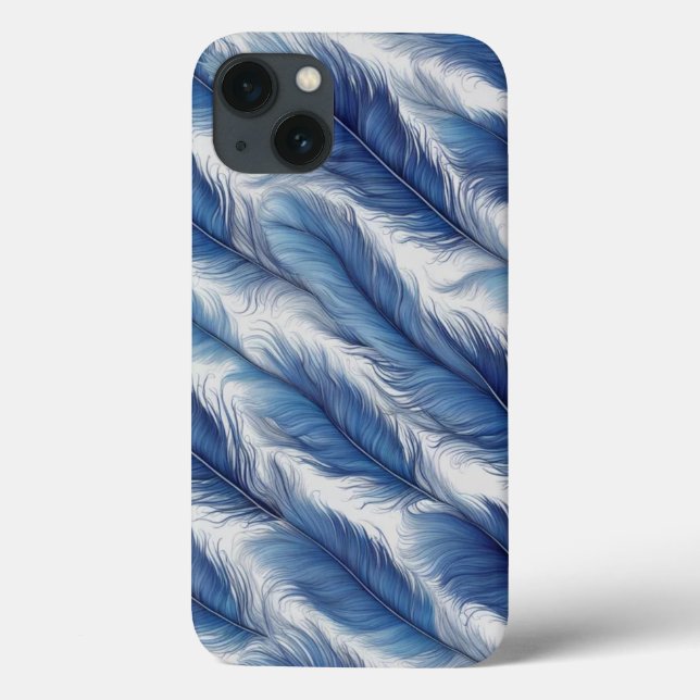 Blue Feather Pattern Art Print Case-Mate iPhone Case (Back)