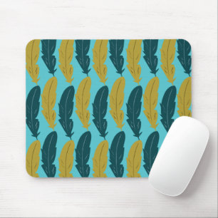 Blue Feather Pattern Mouse Pad