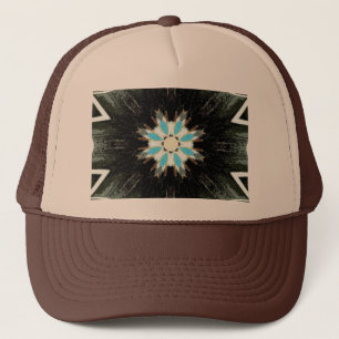 blue feather star-burst trucker hat