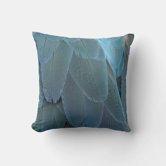 Blue Feather Throw Pillow (Front)