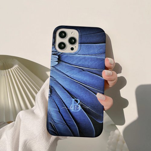 Blue Feathered Elegance Case Monogram iPhone 15 Pro Max Case