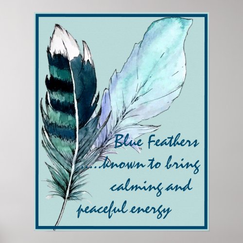 Blue Feathers and Meanings Poster