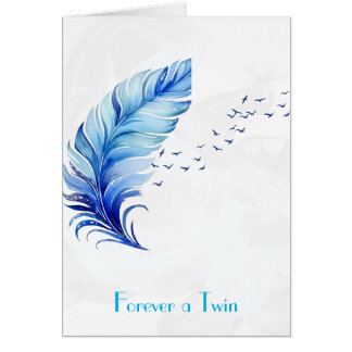 Blue Feathers & Birds Flying Twin Loss Sympathy Cards