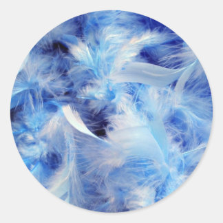 Blue feathers classic round sticker