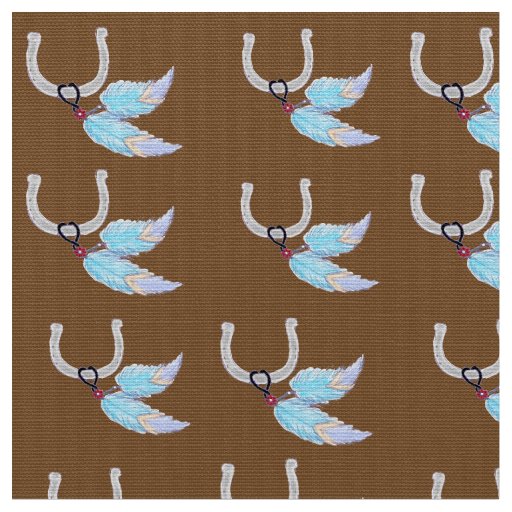 Blue Feathers Horseshoe Fabric