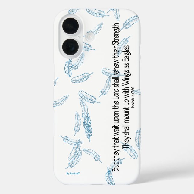Blue Feathers Inspirational Scripture Quote  Case-Mate iPhone Case (Back)