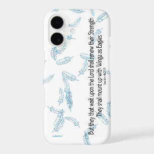 Blue Feathers Inspirational Scripture Quote  iPhone 17 Case