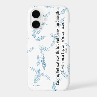 Blue Feathers Inspirational Scripture Quote iPhone 17 Case
