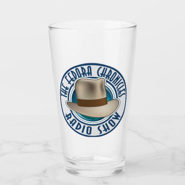 Blue Fedora Chronicles Radio Show Glass Tumbler (Front)