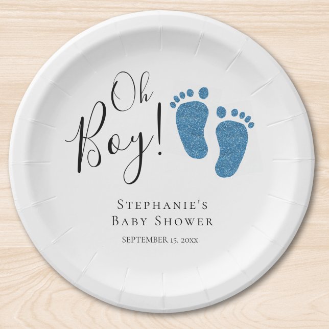Blue Feet Baby Boy Baby Shower  Paper Plates (Creator Uploaded)