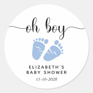 Blue Feet Baby Boy Shower Classic Round Sticker
