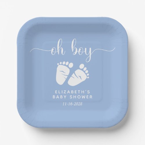 Blue Feet Baby Boy Shower Paper Plates