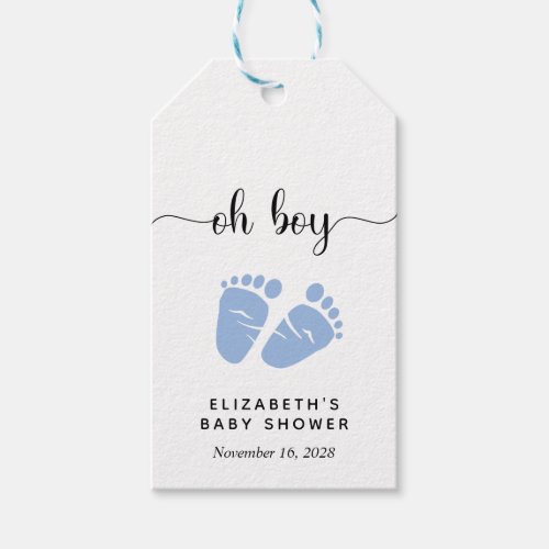 Blue Feet Baby Boy Shower Party Favor Gift Tags