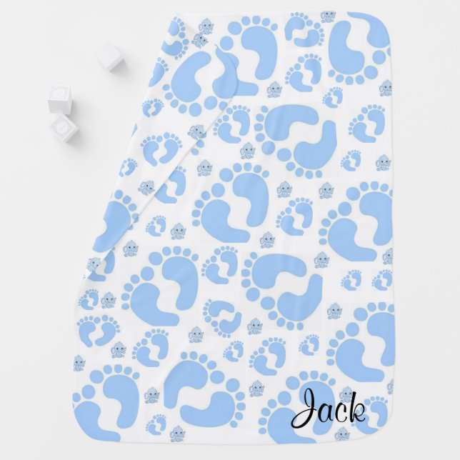 Blue Feet Boy Baby Blanket (In Situ)