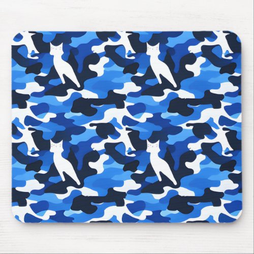 Blue Feline Camouflage Pattern 1 Mouse Pad