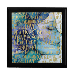 Blue Female Face Gold Inspirational Quotes Gift Box