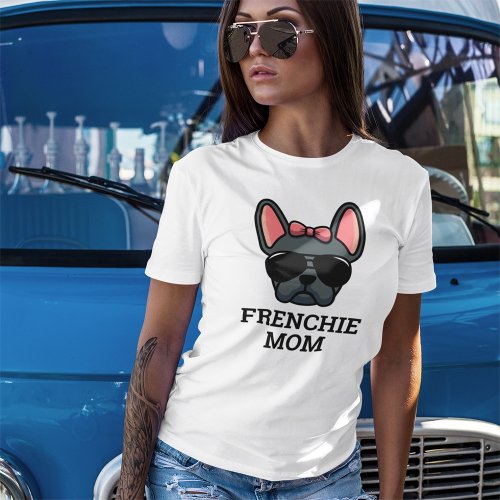 Blue Female French Bulldog Frenchie Dog Mom T_Shirt