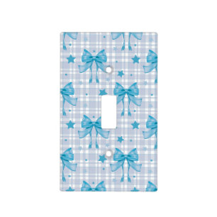 Blue Feminine Coquette Bows Light Switch Cover