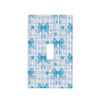 Blue Feminine Coquette Bows Light Switch Cover