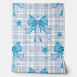 Blue Feminine Coquette Bows Wallpaper