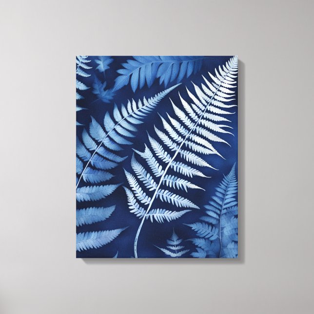 Blue Fern Cyanotype Canvas Print (Front)