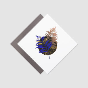 Blue fern on black circle car magnet