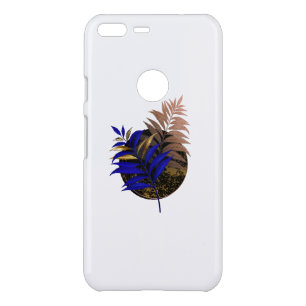 Blue fern on black circle uncommon google pixel XL case