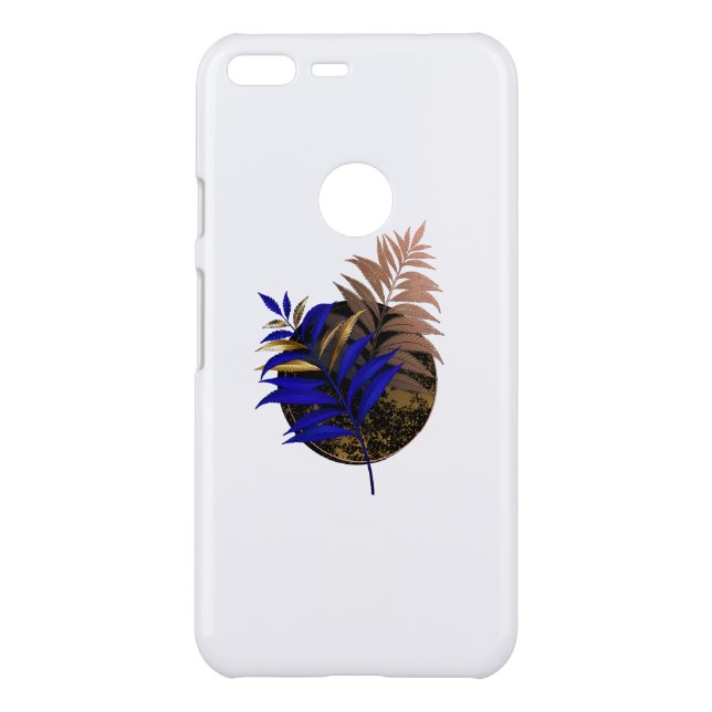 Blue fern on black circle uncommon google pixel XL case (Back)