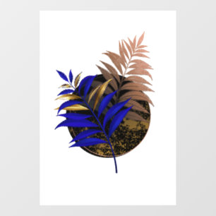 Blue fern on black circle window cling