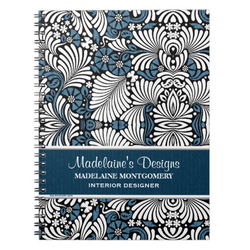 Blue Fern Pattern for Professional Business Notebook