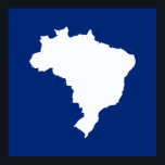 Blue Festive Brazil at Emporiomoffa Poster<br><div class="desc">Brazil map outline in white with contrasting colors in Emporio Moffa's Festive Brazil palette inspired by the national flag,  carnival and the coffee industry.</div>