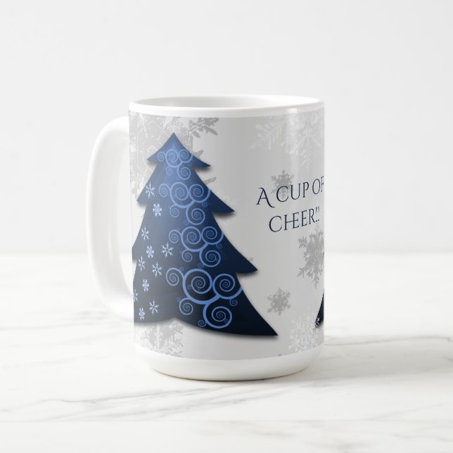 Blue Festive Christmas Tree Coffee Mug (Front Left)