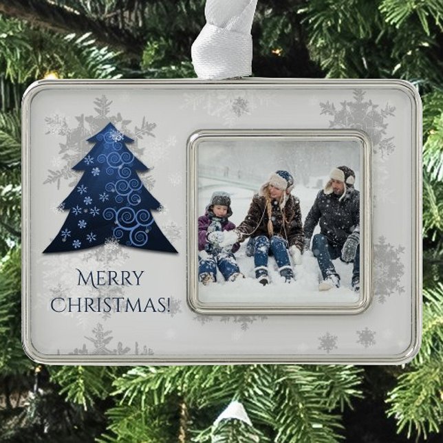 Blue Festive Christmas Tree Framed Ornament (Blue Festive Christmas Tree Framed Ornament)