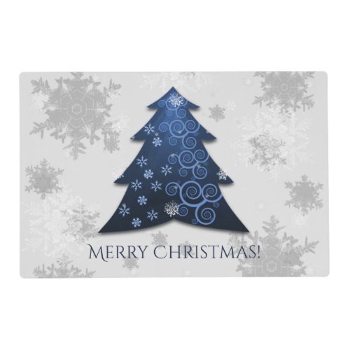 Blue Festive Christmas Tree Laminated Placemat