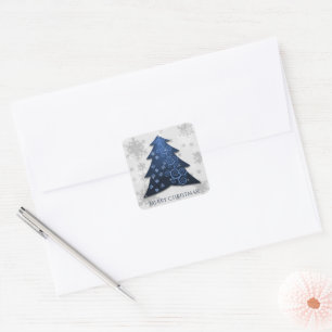 Blue Festive Christmas Tree Sticker