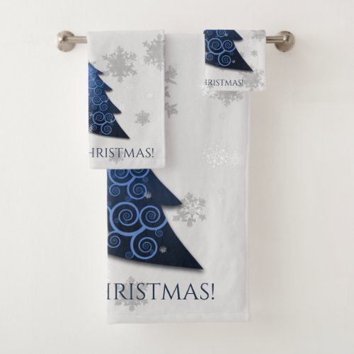 Blue Festive Christmas Tree Towel Set
