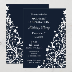 blue festive Corporate holiday party Invites