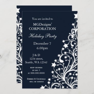 blue festive Corporate holiday party Invites