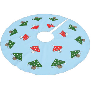 Blue Festive Mushrooms Tree Skirt