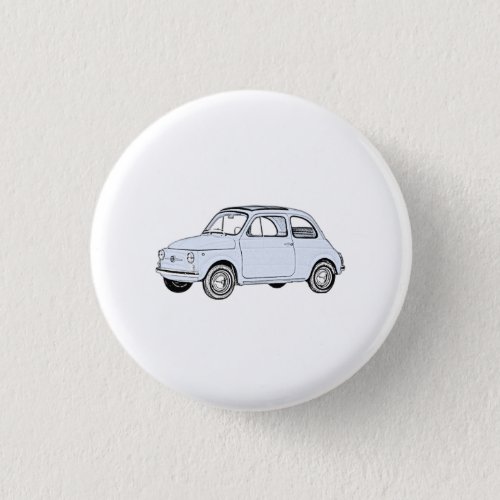 Blue Fiat 500 Topolino Drawing Pin Back Button