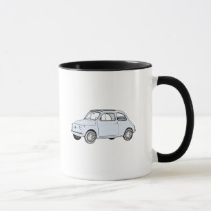 Blue Fiat 500 Topolino Italian Sports Car Drawing Mug